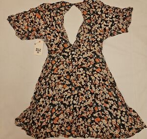 Billabong Black and Orange Floral Dress